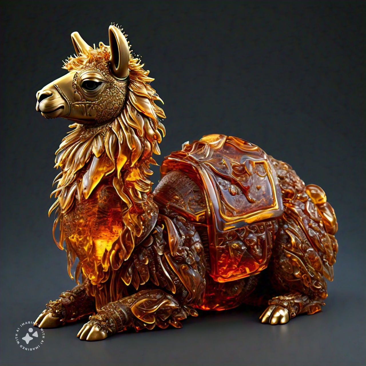 3d_sculpture_of_a_llama_intricately_crafted_from_fossilized_resin_amber_realistic_detailed_texture_translucency_golden_hues_luxurious_shine_set_against_a_solid_background_000025_6