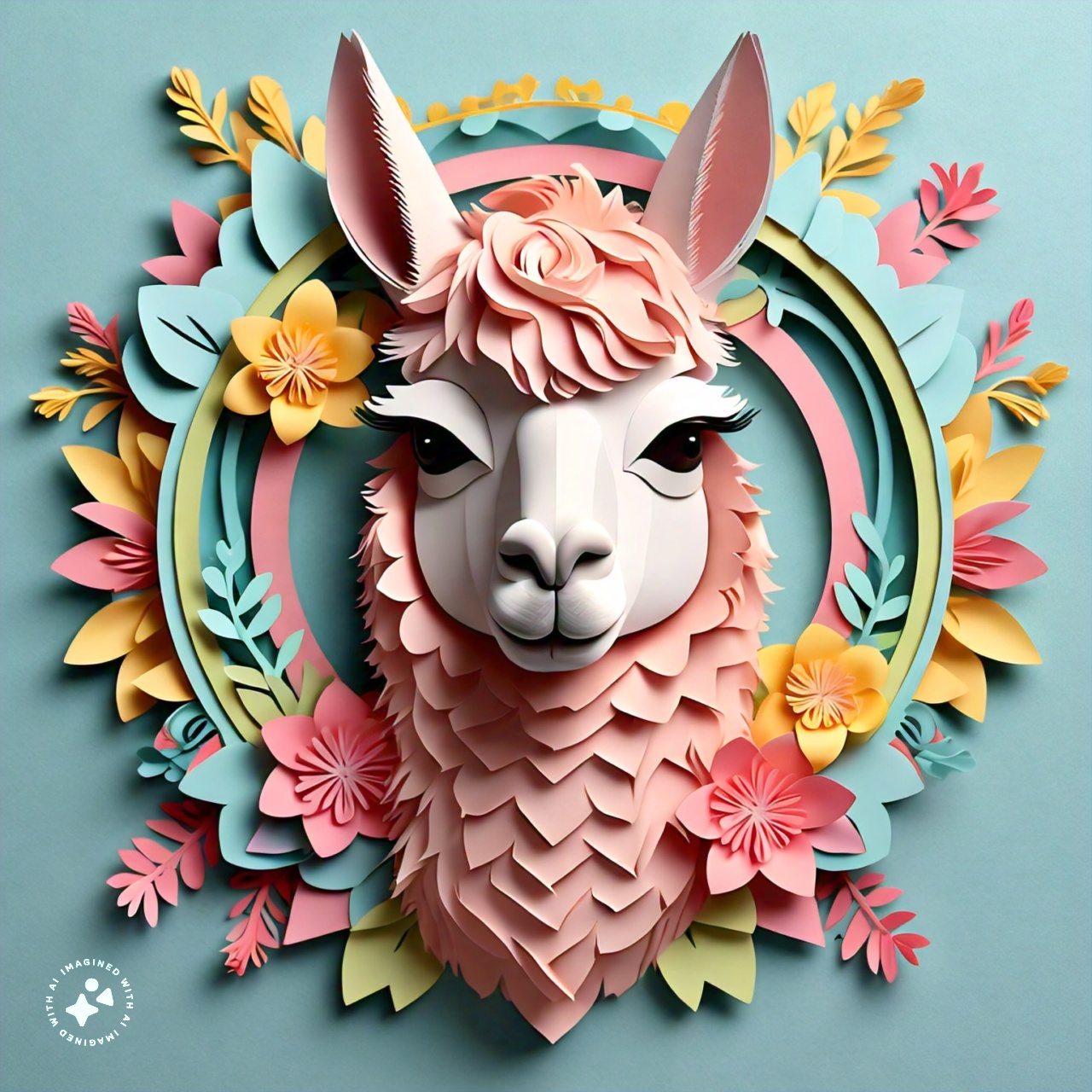 side_angle_view_of_a_llama_with_floral_decorative_elements_papercraft_style_pastel_colors_000022_10