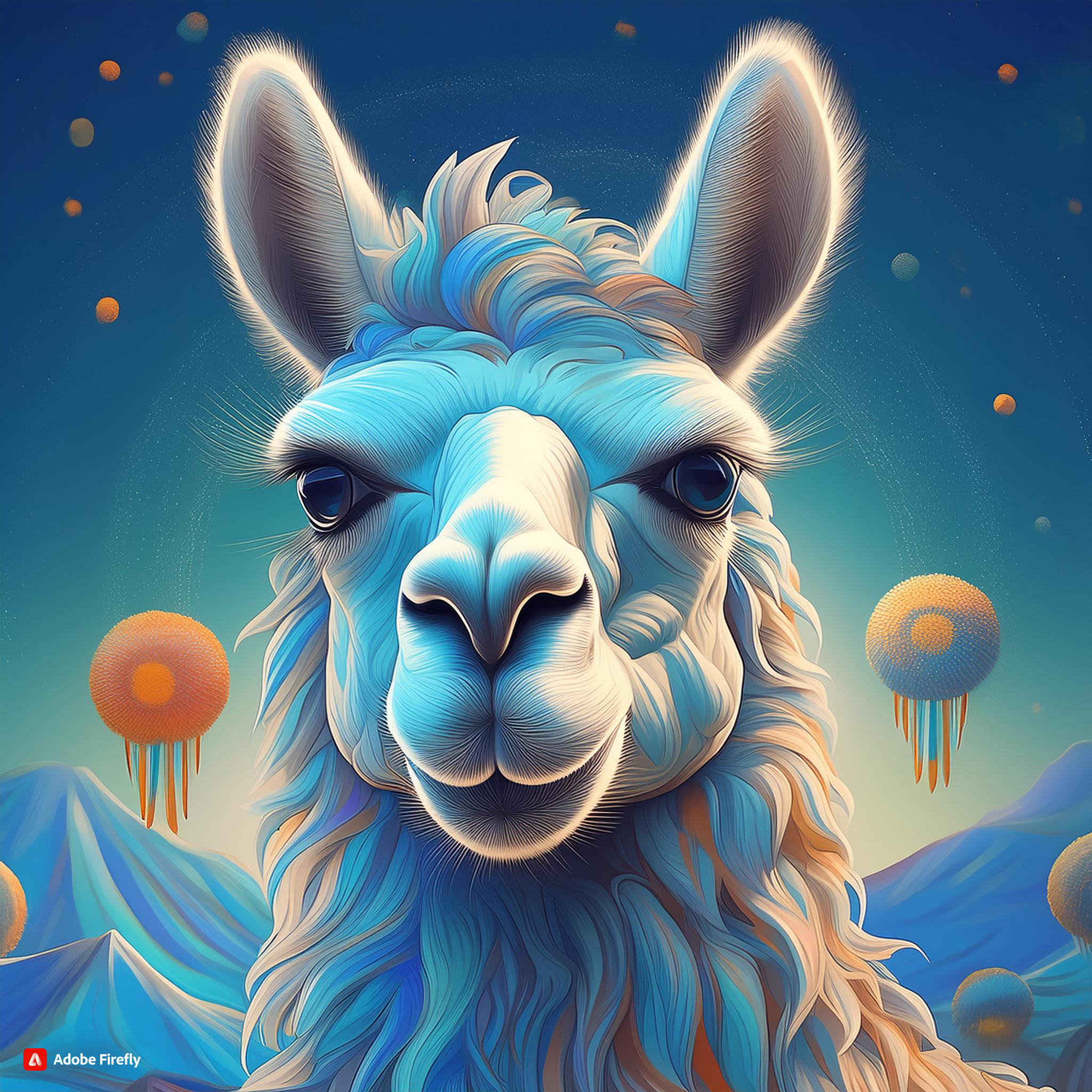 prompt llama llama in the style of blue fantasy vintage pop surrealism bright colors pastel drawing 000125_3