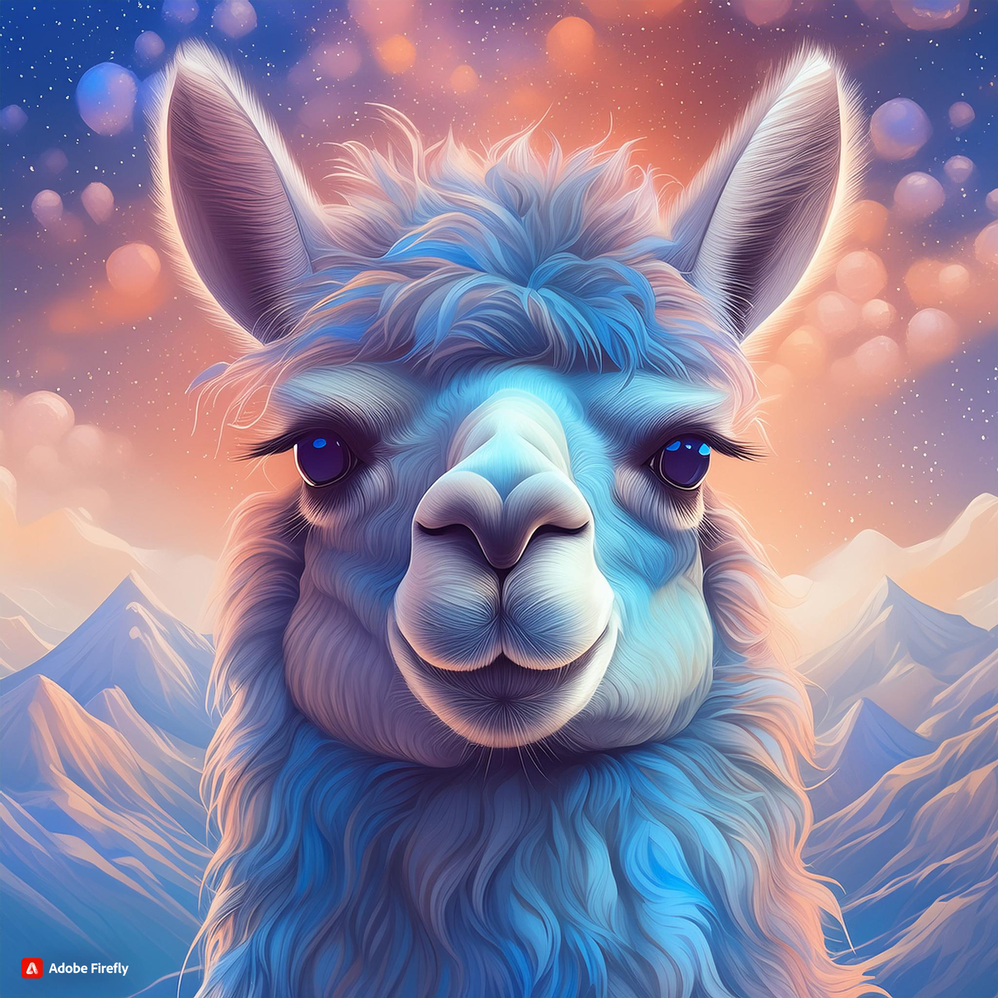 prompt llama llama in the style of blue fantasy vintage pop surrealism bright colors pastel drawing 000125_7