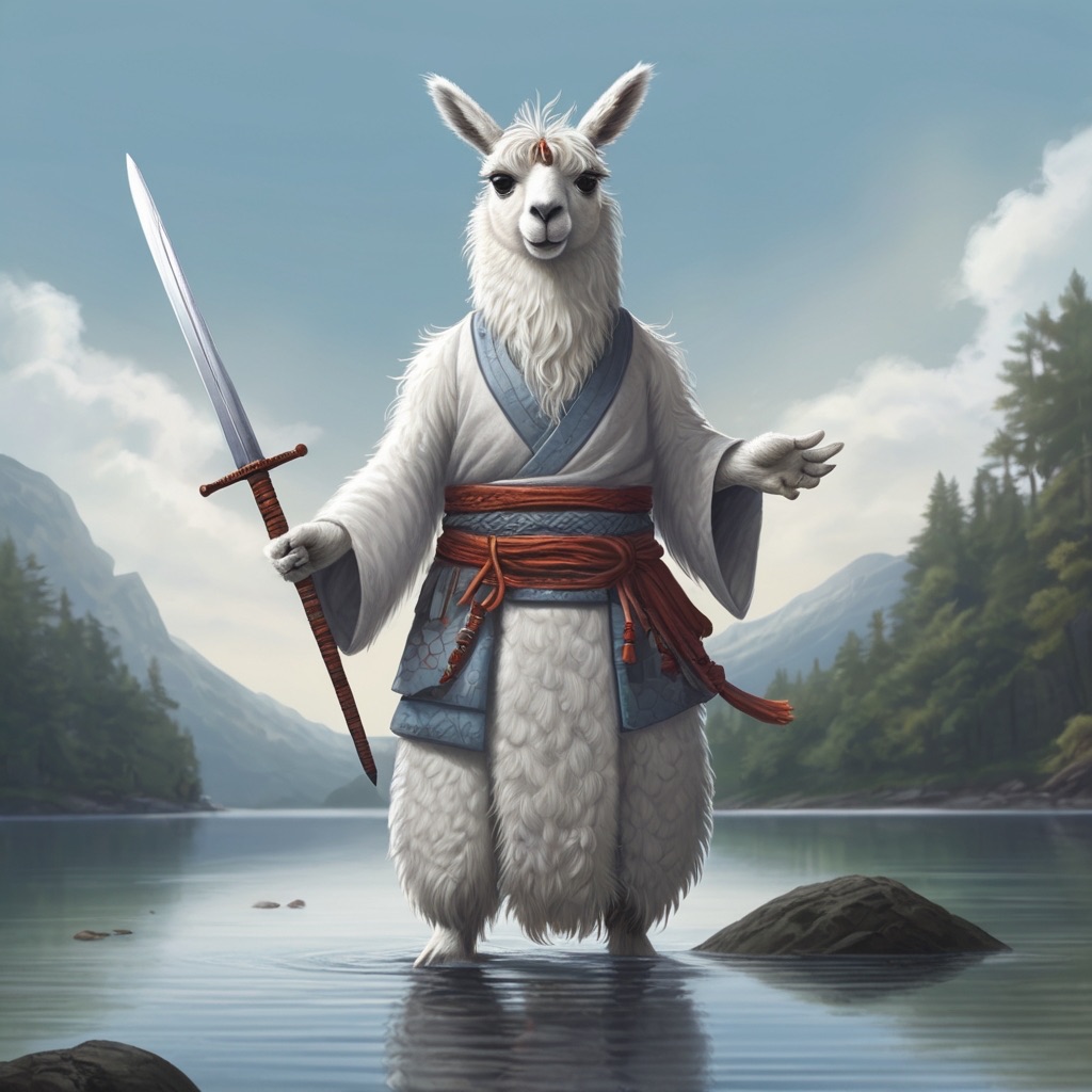 Leonardo_Vision_XL_An_anthropomorphized_white_llama_down_with_1