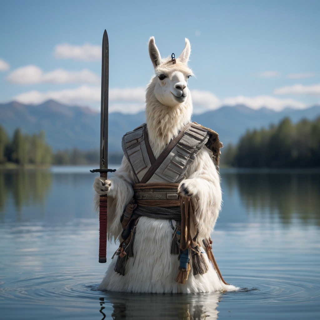 Leonardo_Vision_XL_An_anthropomorphized_white_llama_down_with_3