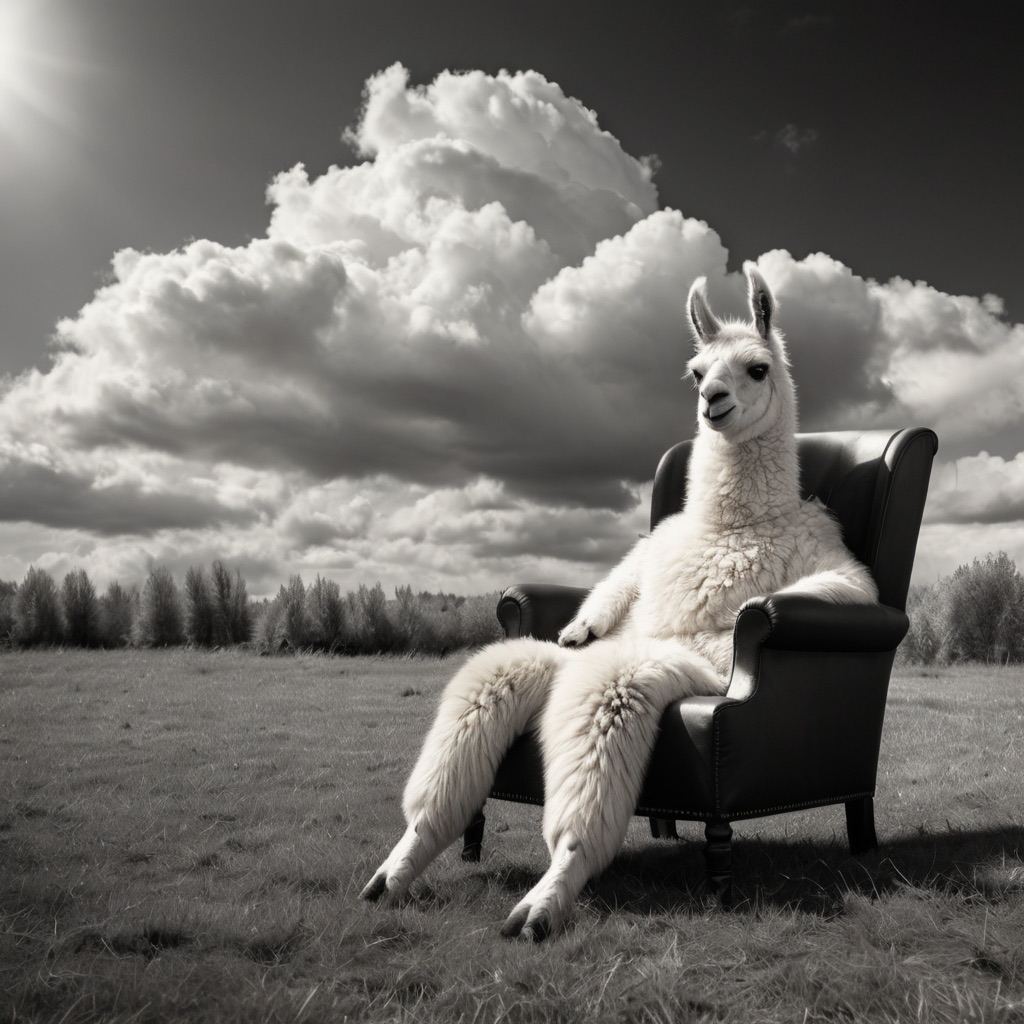 Leonardo_Vision_XL_a_fluffy_llama_sitting_in_the_armchair_at_t_2