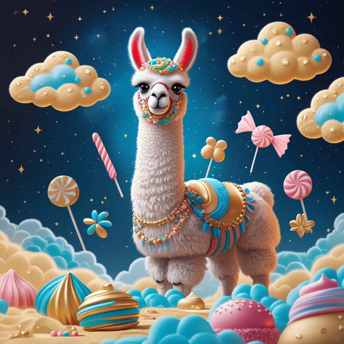 Leonardo_Phoenix_10_llama_visualized_as_a_Celestial_Candy_Fair_0